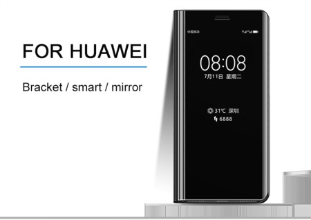 Кожени калъфи Кожени калъфи за Huawei Калъф тефтер огледален CLEAR VIEW за Huawei Mate 10 Lite RNE-L01 / RNE-L21 черен